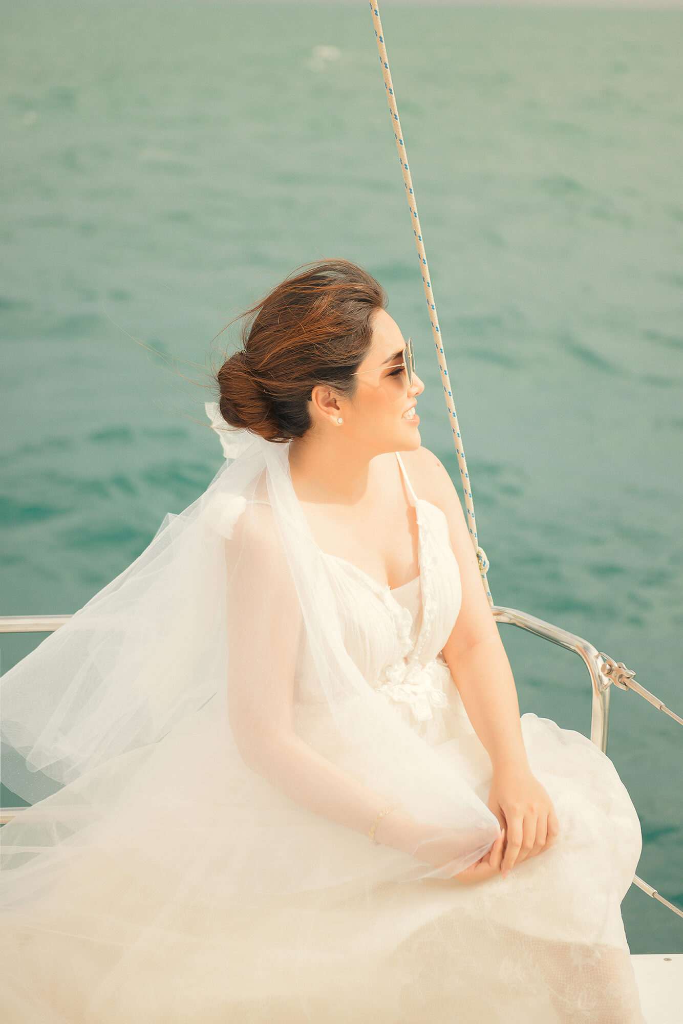 Couple Photoshoot on Catamaran Boat