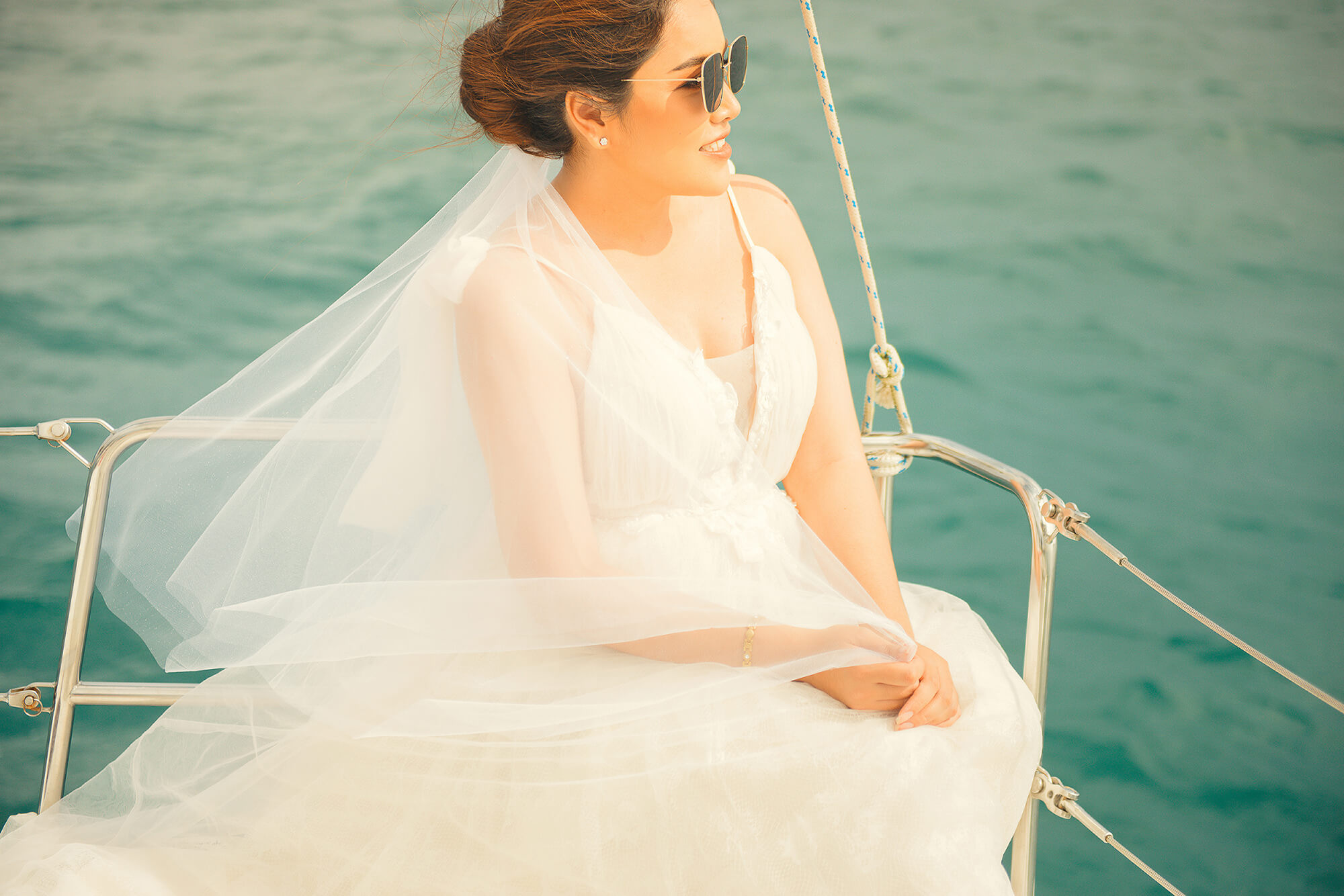 Couple Photoshoot on Catamaran Boat