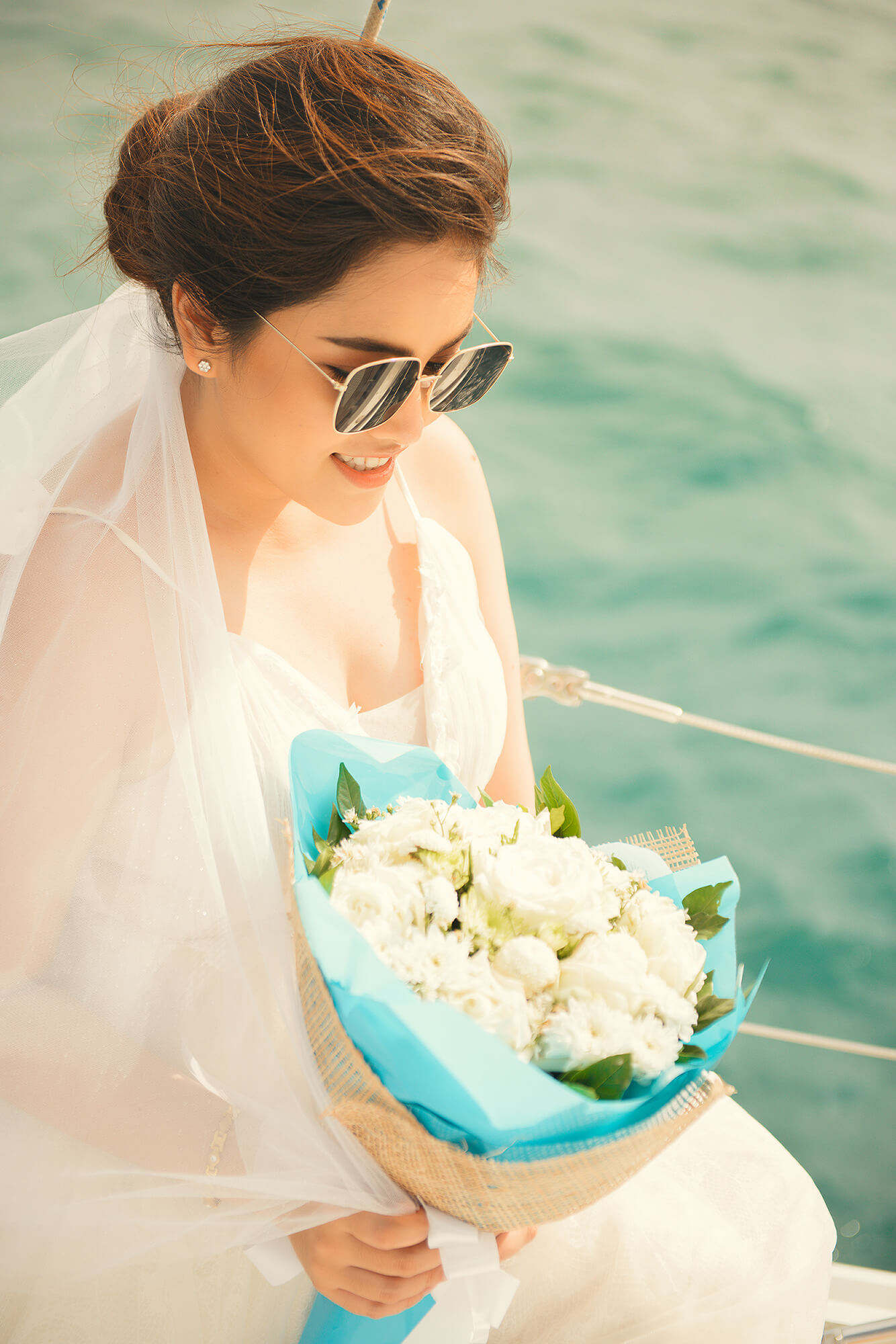 Couple Photoshoot on Catamaran Boat