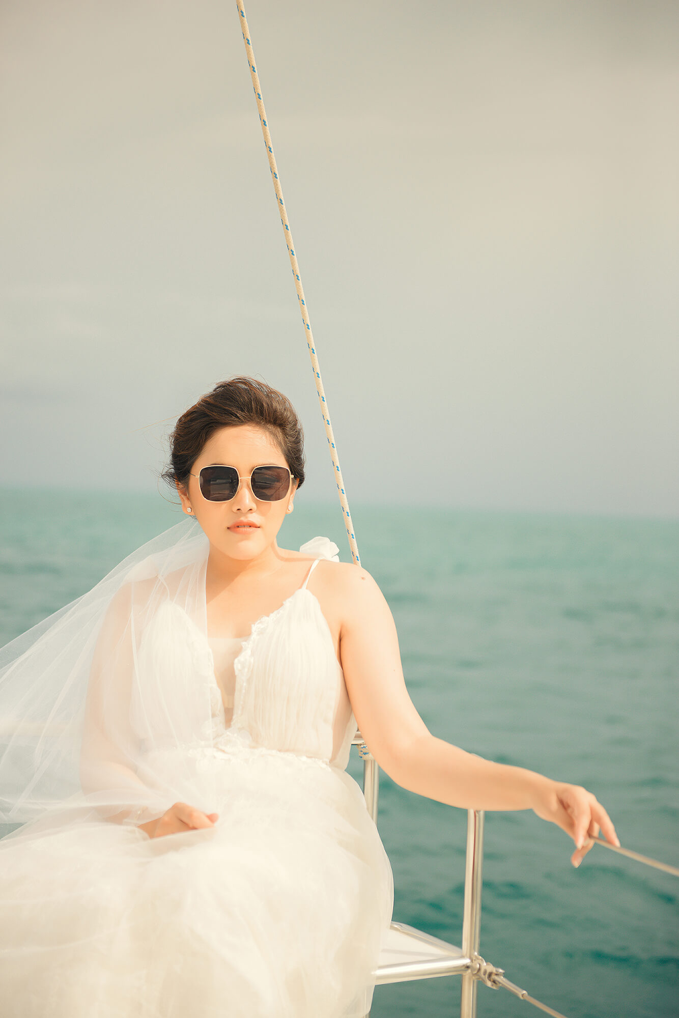 Couple Photoshoot on Catamaran Boat