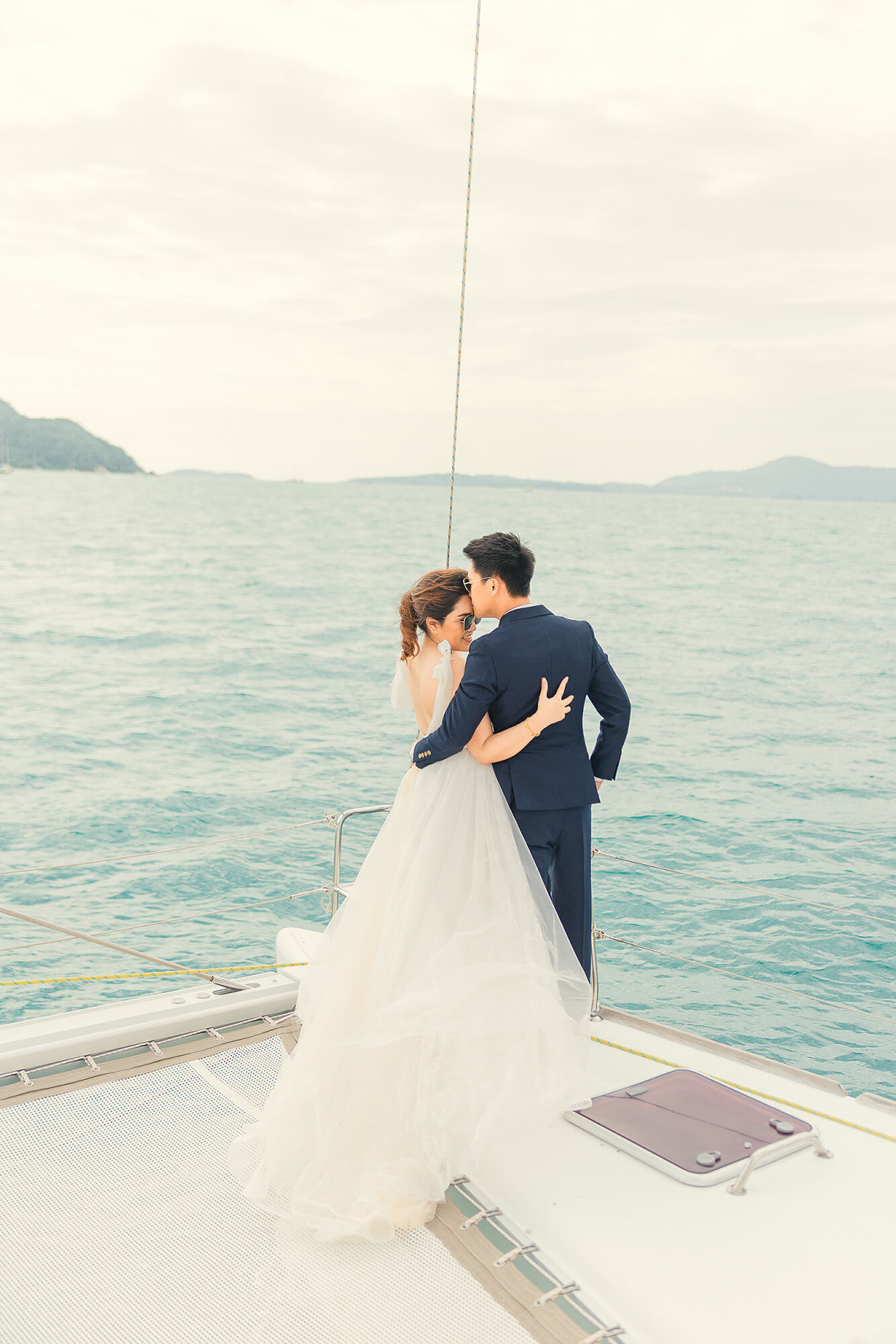 Couple Photoshoot on Catamaran Boat