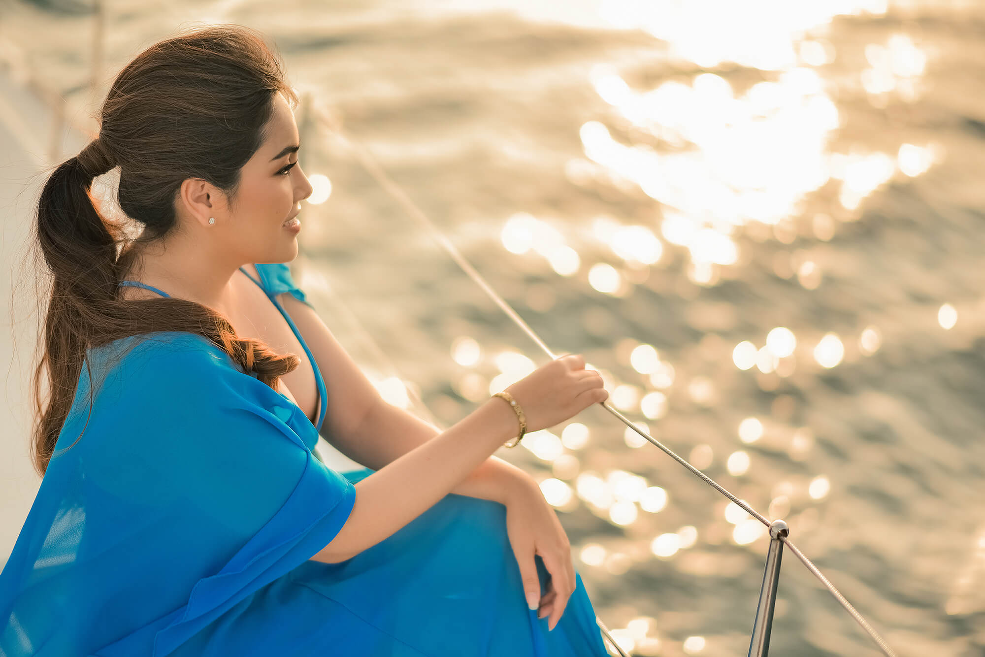 Couple Photoshoot on Catamaran Boat