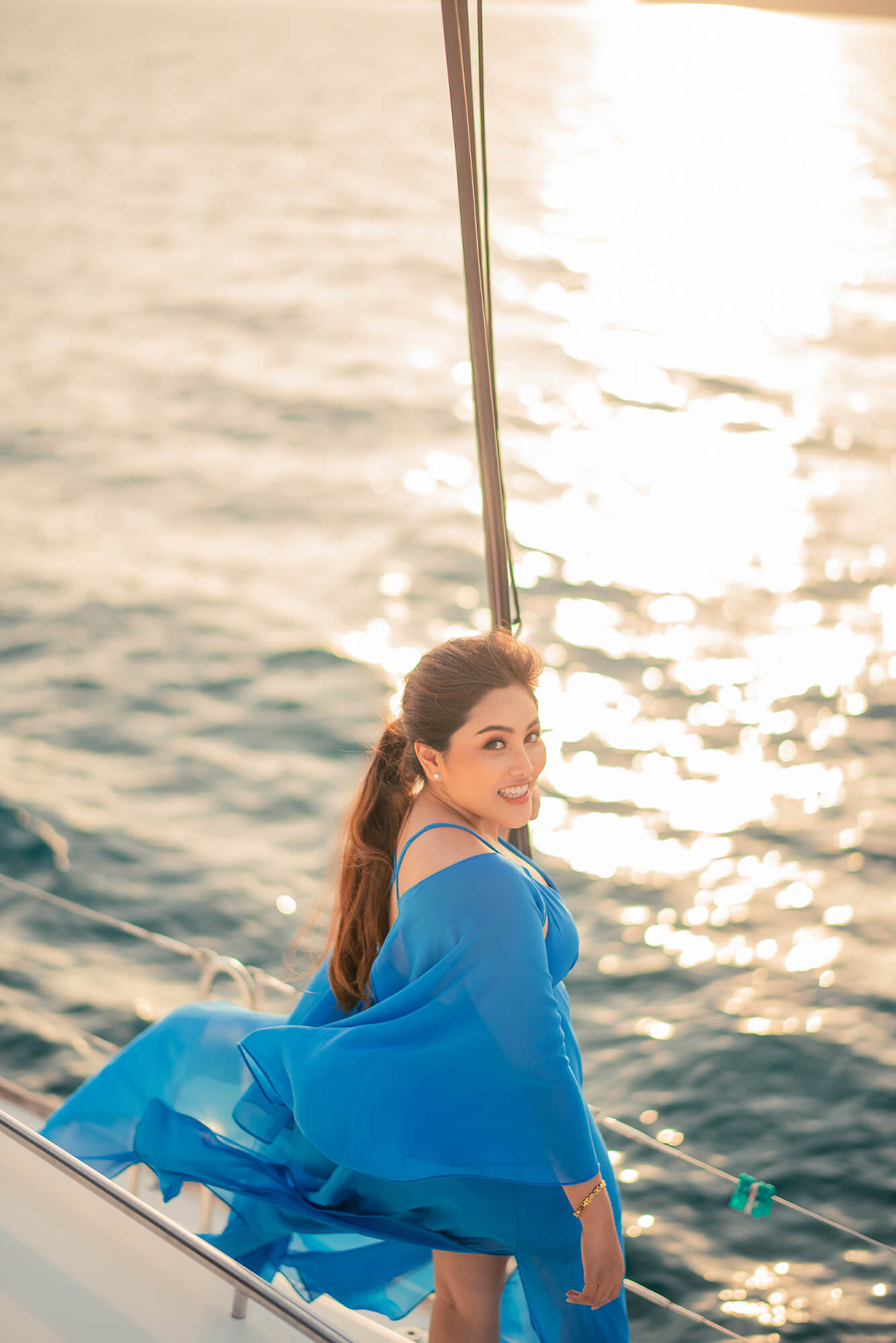 Couple Photoshoot on Catamaran Boat