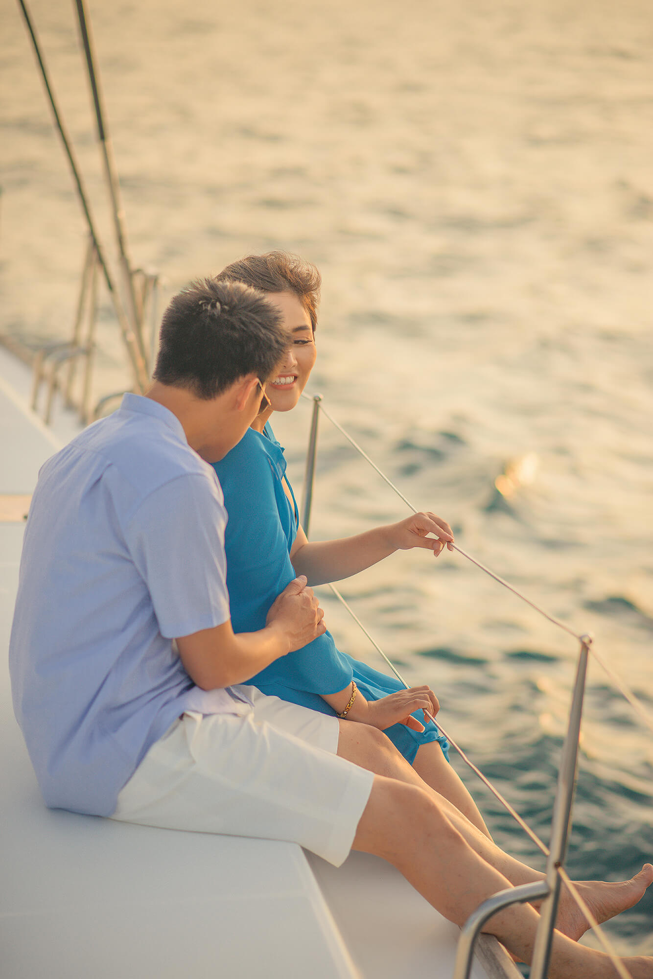 Couple Photoshoot on Catamaran Boat