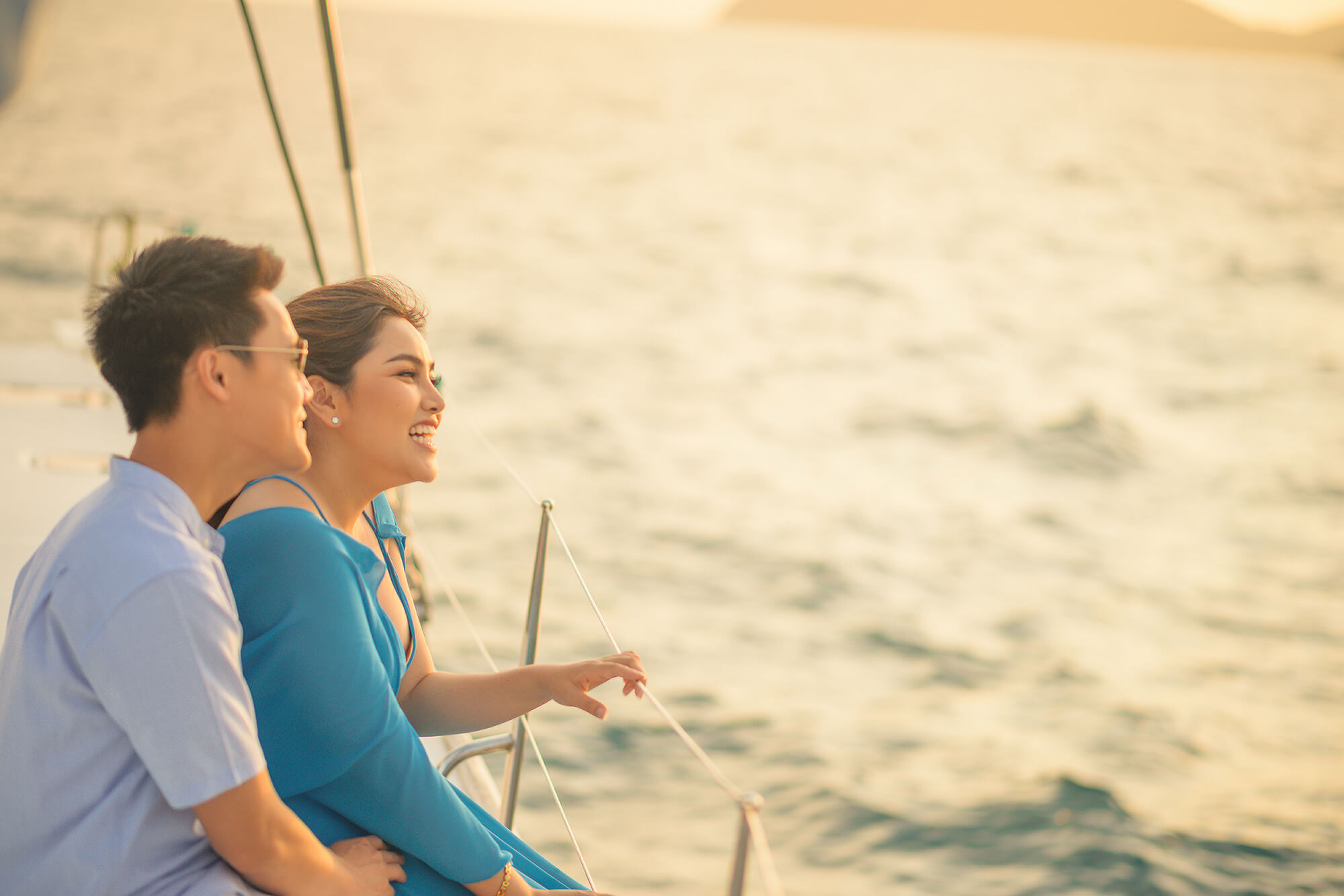 Couple Photoshoot on Catamaran Boat